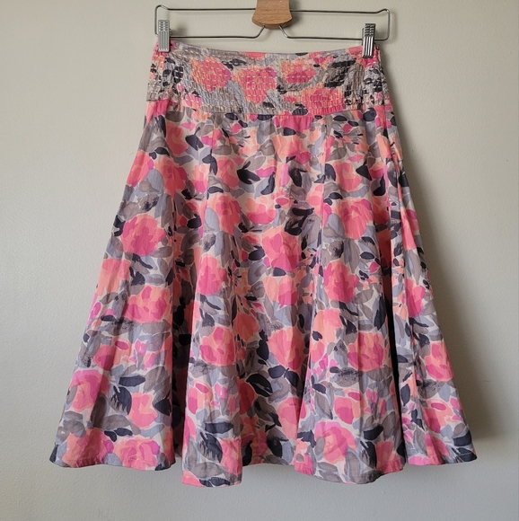 Floral Print Midi Summer Cotton Skirt Size 32 - Picture 5 of 12